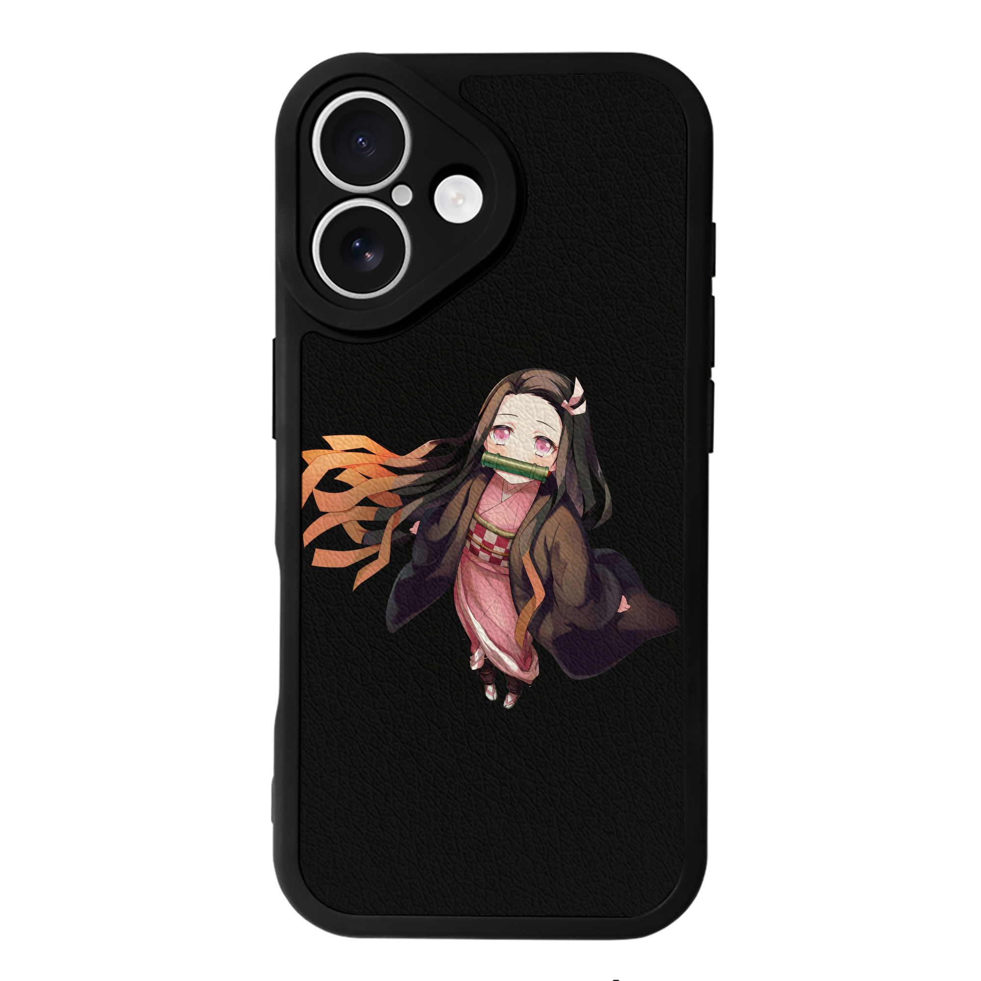 （画像用） 鬼滅の刃（きめつのやいば）竈門 禰󠄀豆子／かまど ねずこ Kamado Nezuko 【iPhone 16シリーズ対応】シリコンスマホケース（レザー調） 材質：シリコン